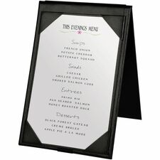 Deflecto Double-Sided A-Frame Table Tent - Support 4" (101.60 mm) x 6" (152.40 mm) Media - Leather, Leatherette - Black - Foldable, Double-sided - 1 Each