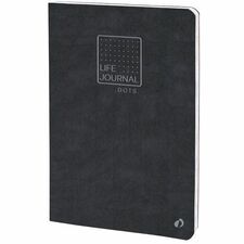 Quo Vadis Life Journal Slim Notebook 6"x8Â¼" (15x21cm) - 128 Pages - Printed - Dotted/Ruled Front Ruling - 90 g/m² Grammage - 6" (15.24 cm) x 8 1/4" (20.96 cm) Sheet Size - White Paper - Black Cardboard Cover - Index Page, Rounded Corner, Soft Cover, Storage Pocket, Acid-free Paper, Opaque