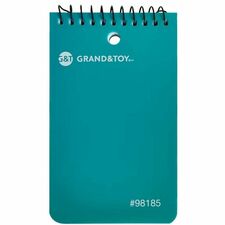 Grand & Toy Top Coil Poly Memo Pad, 3" x 5" , Assorted, Pack of 4 - 100 Sheets - Sheet size: 3" x 5" , 56gsm, white college ruled paper, 4-pack of 100 sheets