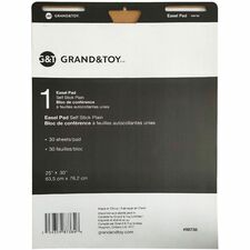 Grand & Toy Easel Pad Self Stick Plain - 30 Sheets - 0 Hole(s) - 70 g/m� Grammage - 25" (635 mm) x 30" (762 mm) Sheet Size - White Paper - Self-stick, Adhesive Backing, Bleed Resistant, Repositionable - 1