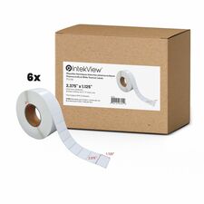 IntekView Multipurpose Label - 1 1/8" Height x 2 3/8" Width - Roll - Permanent Acrylic Adhesive - Direct Thermal - Glossy - White - Glassine - Coated, Wood-free, Chemical Resistant, Scratch Resistant, Durable - 5000 / Roll - 6 - 1