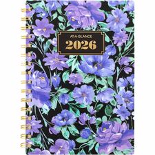 At-A-Glance Badge Floral Planner - Small - Academic - Weekly, Monthly - 13 Month - January 2026 to January 2027 - 1 Week, 1 Month Double Page Layout - 5 1/2" (139.70 mm) x 8 1/2" (215.90 mm) Sheet Size - Spiral Bound - Multicolor - Poly, Polypropylene Cover - Sticker Sheet, Monthly Planner, Reference Calendar, Tabbed, Holiday Listing, Note Page, Double-sided Pocket, Interior Pocket, Untimed Appointment Page, Durable Cover, Unruled Daily Block, ... - 1 Each