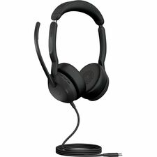 Jabra Evolve2 50 Stereo USB C Headset - Microsoft Teams Certification - Stereo - USB Type C - Wired/Wireless - Bluetooth - 98.4 ft (30 m) - 20 Hz to 20 kHz - On-ear, Over-the-head - Binaural - Supra-aural - 5.6 ft (1.70 m) Cable - MEMS Technology, Noise Cancelling Microphone - Noise Canceling