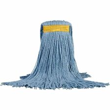 M2 Professional 24 oz Dura-Pro Cut-End Mop - Narrow Band - Blue - Cut Ends, Narrow Headband, Absorbent, 4-ply, Durable, Heavy Duty - Synthetic, Rayon, Fiber, Yarn - Blue - 1.50 lb (680.39 g) - 1 / Each