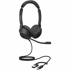 Jabra Evolve2 30 SE Stereo USB C and A Headset - Microsoft Teams Certification - Stereo - USB Type C, USB Type A - Wired - 20 Hz to 20 kHz - On-ear, Over-the-head - Binaural - Supra-aural - 4.9 ft (1.50 m) Cable - MEMS Technology, Electret Condenser Microphone - Black