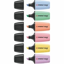 Quo Vadis Stabilo BOSS MINI Pastel x6 - Cloud Blue, Pink Blush, Milky Yellow, Hint of Mint, Lilac Haze, Creamy Peach Ink - Water Based - 6 / Pack