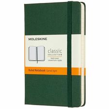 Moleskine Classic Notebook - 0.59" (15 mm) Height x 5.51" (140 mm) Width x 3.54" (90 mm) Depth - Ivory Paper - Myrtle Green Cover - Hard Cover, Elastic Closure, Bookmark, Expandable Pocket, Rounded Corner, Acid-free Paper