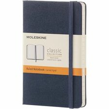 Moleskine Classic Notebook - 192 Pages - 5.51" (140 mm) Height x 3.54" (90 mm) Width - Ivory Paper - Sapphire Blue Cover - Pocket, Ruler, Hard Cover, Rounded Corner, Elastic Closure, Expandable Pocket, Bookmark