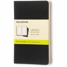 Moleskine Cahier Journal - 64 Pages - 3 1/2" (88.90 mm) x 5 1/2" (139.70 mm) Sheet Size - Black Cardboard Cover - Soft Cover, Acid-free Paper, Perforated, Smooth - 1 Each