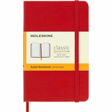 Moleskine Classic Notebook - Ivory Paper - Scarlet Red Cover - Hard Cover, Elastic Closure, Bookmark, Expandable Pocket, Rounded Corner, Acid-free Paper