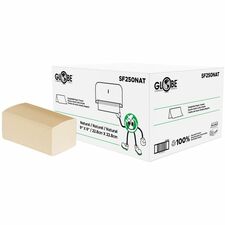 Globe Single Fold Towel - 1 Ply - 1/2 Fold - 9" (228.60 mm) Width x 9" (228.60 mm) Length - Kraft - Paper, Fiber - 16 Pack