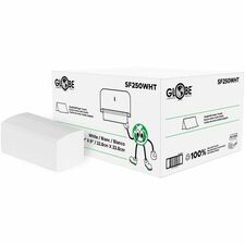 Globe Single Fold Towel - 1 Ply - 1/2 Fold - 9" (228.60 mm) Width x 9" (228.60 mm) Length - White - Paper, Fiber - 16 Pack