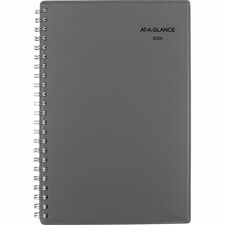 DayMinder Dayminder Weekly/Monthly Planner, 8" x 5" , Bilingual, Metallic Grey - Weekly, Monthly - 12 Month - January 2026 to December 2026 - 1 Week, 1 Month Double Page Layout - 5" (127 mm) x 8" (203.20 mm) Sheet Size - Spiral Bound - Paper - Dark Gray Polypropylene, Poly Cover - Monthly Tab, Contact Sheet, Tabbed, Bleed Resistant Paper - 1 Each