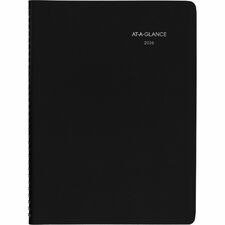 At-A-Glance Dayminder Weekly Planner, 11" x 8" , Bilingual, Black - Weekly - 12 Month - January 2026 to December 2026 - Quarter-hourly, 7:00 AM to 9:45 PM - Monday - Friday, 7:00 AM to 6:45 PM - Saturday - 1 Week Double Page Layout - 8" (203.20 mm) x 11" (279.40 mm) Sheet Size - Spiral Bound - Black Faux Leather Cover - Bleed Resistant Paper - 1 Each