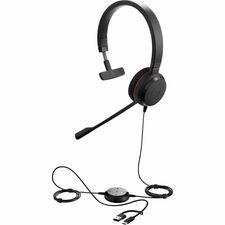 Jabra Evolve 20 Mono Teams Headset - Microsoft Teams Certification - Mono - USB Type C - Wired - 150 Hz to 7 kHz - On-ear, Over-the-head - Monaural - Supra-aural - 6.9 ft (2.10 m) Cable - Electret Condenser, Uni-directional Microphone