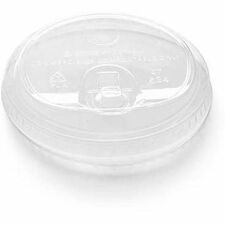 Eco Guardian 9 oz - 20 oz Clear PLA Tab Lid for 95mm Dia. PLA Cold Cups, Compostable - Polylactic Acid (PLA) - Clear - 50 / Pack