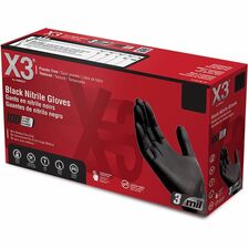 X3 Industrial Black Nitrile Powder-Free Gloves