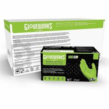 Industrial RDT Nitrile Gloves, Powder-Free, 8 mil, 9.45" Length, Medium, Green, Textured, 10/Box