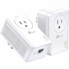 TP-Link AV1000 Gigabit Passthrough Powerline Starter Kit - 2 - 1 x Network (RJ-45) - 1000 Mbit/s Powerline - 0.30 km (0.19 Mile) Distance Supported - HomePlug AV2 - Gigabit Ethernet - Built-in Outlet