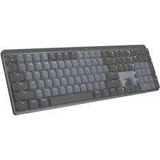 Logitech MX Mechanical Keyboard - Wireless Connectivity - Bluetooth/RF - Full-size - 32.81 ft (10000 mm) - 2.40 GHz - USB Type A Interface - Easy-Switch, On/Off Switch Hot Key(s) - Windows 10, Windows 11, macOS 10.15, iOS 14, iPadOS 14, Linux, ChromeOS, Android 8.0 - Notebook - PC, Mac - Recycled Plastic - Mechanical/MX Keyswitch - Graphite