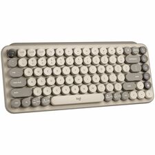 Logitech POP Keys Keyboard - Wireless Connectivity - Bluetooth/RF - Compact - 5.1 - 32.81 ft (10000 mm) - 2.40 GHz - USB Interface - Easy-Switch, Emoji Hot Key(s) - Windows 10, Windows 11, macOS 10.15, iPadOS 13.4, iOS 11, ChromeOS, Android 8.0 - English - Computer, Smartphone, Tablet - PC, Mac - Recycled Plastic - Mechanical Keyswitch - AAA Battery Size Supported - Beige