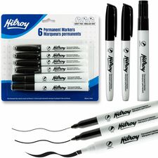Permanent Marker - VarietyHilroy Permanent Markers Variety Pack, Low Odour Ink, Black, 2 Chisel, 2 Fine, 2 Ultra Fine, 6 Pack
