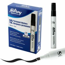 Permanent Marker - Chisel Tip - Hilroy Permanent Markers, Permanent Marker, Low Odour Ink, Chisel Point, Black, 12 Pack