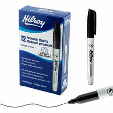 Permanent Marker - Ultra Fine - Hilroy Permanent Markers, Permanent Marker, Low Odour Ink, Ultra Fine Point, Black, 12 Pack