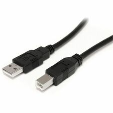 StarTech.com USB/USB-B Extension Data Transfer Cable - 30 ft (9.14 m) USB/USB-B Data Transfer Cable for Printer, Peripheral Device - First End: 1 x 4-pin USB 2.0 Type A - Male - Second End: 1 x 4-pin USB 2.0 Type B - Male - 480 Mbit/s - Extension Cable - Shielding - Nickel Plated Connector - 28 AWG - Black - 1 Each