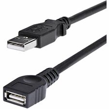 StarTech.com USB Extension Data Transfer Cable - 6 ft (1.83 m) USB Data Transfer Cable for Peripheral Device, USB Device, Printer, Notebook - First End: 1 x 4-pin USB 2.0 Type A - Male - Second End: 1 x 4-pin USB 2.0 Type A - Female - 480 Mbit/s - Extension Cable - Shielding - Nickel Plated Connector - Plenum - 24/28 AWG - Black - 1 Each
