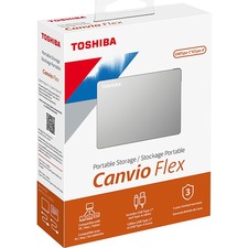 Toshiba Canvio Flex HDTX120XSCAA 2 TB Portable Hard Drive - External - Silver - Tablet, Smartphone Device Supported - USB 3.0, USB Type A, USB Type C - 3 Year Warranty