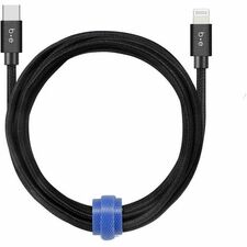 Blu Element BEC2CL10B Braided Charge/Sync USB-C to Lightning Cable 10ft Black - 10 ft (3.05 m) Lightning/USB-C Data Transfer Cable for iPad, iPhone, iPod, Car Charger, Wall Charger - First End: 1 x Lightning - Male - Second End: 1 x USB 2.0 Type C - Male - MFI - Black - 1 Each