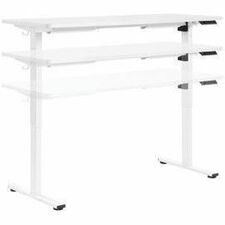 ProLine II 60" Sit to Stand Electric Desk - White Top - White Two Leg Base - 2 Legs - 132 lb (59.87 kg) Capacity - Height Adjustable x 60" (1524 mm) Table Top Width x 24" (609.60 mm) Table Top Depth x 1" (25.40 mm) Table Top Thickness - 48" (1219.20 mm) Height - Commercial, Workstation, Monitor, Laptop, Home Office, File, Headset - Assembly Required - Laminate Top Material - Steel Base Material - Steel Frame Material - 1 Each
