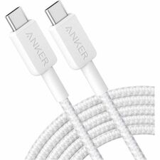 ANKER USB-C to USB-C Cable - 3 ft (0.91 m) USB-C Data Transfer Cable for Wall Charger, Phone, Tablet, Notebook - White - 1 Each
