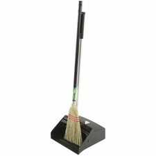 Globe Heavy-Duty Lobby Dustpan with Wheels - Polyvinyl Chloride (PVC) Handle - Black - 1