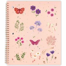 Hilroy Notebook - 160 Pages - Twin Wirebound - Ruled Margin - 10 1/2" (26.67 cm) x 8 1/2" (21.59 cm) Sheet Size - White Paper - Rose Gold Binding - Rose Gold Cover - Perforated, Twin Wire - 1 Each