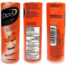 Dex4 Fast Acting Glucose - Fast acting glucose tablets, Raises low blood sugar, Each tablet is 4g, 10 tablets per pack, Orange Flavour