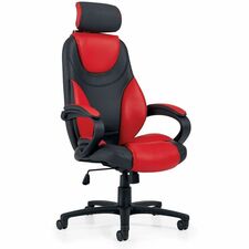 Offices To Go Brighton FX | High Back Tilter with Headrest - Black, Italian Rose Seat Color - Luxhide, Vinyl Seat Material - Plush Back Material - High Back - 5-star Base - Armrest - 1 Each