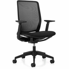 Offices To Go Kody | High Back Synchro-Tilter - Black Seat Color - Fabric, Polyester Seat Material - Black Back Color - Mesh Back Material - High Back - 5-star Base - Armrest - 1 Each
