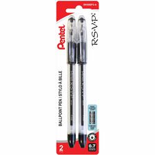 Pentel R.S.V.P. Ballpoint Pen, (0.7mm), Black Ink, 2PC Pack - Ballpoint Pen, Everyday Writing, Office Supplies, School Supplies, Long Lasting 1,400m Writing Distance