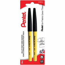 Pentel Permanent Fabric Marker (2.0mm), Black Ink, 2PC Pack - Permanent Marker for Fabric, Xylene and Toluene-free Ink