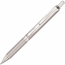 Pentel Retractable Liquid Gel Pen, (0.7mm) Metal Tip, Silver Barrel, Black Ink - 0.7 mm (0.03") Medium Pen Point - Retractable - Black Ink - Liquid Gel Ink - Silver Metal Barrel - Metal Tip - Office, Writing