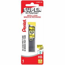 Pentel Super Hi-Polymer Lead Refill (0.9mm), HB, 30 Leads per Tube, 1PC Pack - Lead Refills for Mechanical Pencils, 30 Leads Per Tube, HB Grade, Standard Lead for Everyday Use
