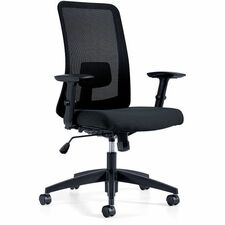 Offices To Go Adapt | High Back Synchro-Tilter - Plush, Fabric Seat Material - Black Back Color - Mesh Back Material - Black Frame Color - High Back - 5-star Base - Black - Fiberglass - Armrest