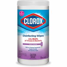 Clorox Disinfecting Wipes, Cleans and Sanitizes, Lavender Fresh, 75 Count - For Multi Surface - Fresh Lavender Scent - Recommended For: Bacteria Remover, Virus Remover, Grime Remover, Soap Scum Remover, Dirt Remover - Easy to Use - 75 Canister