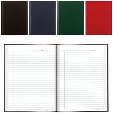 Blueline A9 4-Pack Notebooks, Hard Cover, Perfect Binding, 192 Pages / Notebook - 192 Pages - Printed - Ruled Margin - White Paper - Black, Blue, Green, Purple, Red Cover - Hard Cover, Index Sheet, Self-adhesive Tab, Foldable, Sturdy, Micro Perforated, Acid-free Paper, Fade Resistant, Tab - Recycled - 4 Pack