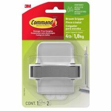 Command Hanger - 1 Hooks - 3.97 lb (1800 g) Capacity - 6.75" (171.45 mm) Height x 4.31" (109.47 mm) Width x 0.44" (11.18 mm) Length - for Broom, Home - White - 1 Each