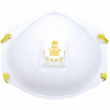 3M Cool Flow Pro Safety Respirator - Recommended for: Sanding, Grinding, Sawing - Airborne Particle, Solid/Liquid Aerosol, Particulate, Paint, Dust, Odor, Chemical, Stain Protection - White - Comfortable, Adjustable Nose Clip, Lightweight, Stretchable, Exhalation Valve, Nose Clip, Disposable - 10 / Pack