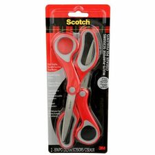 Scotch Multi-Purpose Scissors 1428-2-EF, 8 in (203.2 mm), 2/Pack - 8" (203.20 mm) Overall Length - Left/Right - Stainless Steel - Sharp Tip - Red - 2 / Pack