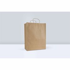 Inteplast Twisted Paper Handle Bags - Kraft Color - 13" (330.20 mm) Width x 7" (177.80 mm) Depth - Kraft - Paper - Multipurpose, Grocery, Food, Storage, Restaurant, Bakery - 250 Pack